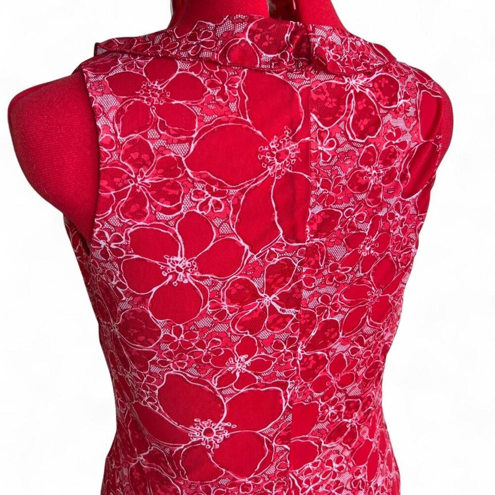Y2K Red Floral Ruffle Sleeveless Dress Size 10 Fairycore Summer Vibes - Picture 4 of 8